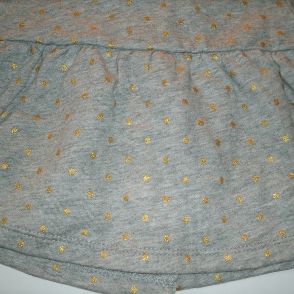 Gap Girls Sweatshirt Swing Top Gray Gold Polka Dot 18-24 Months Cotton New - Picture 8 of 8